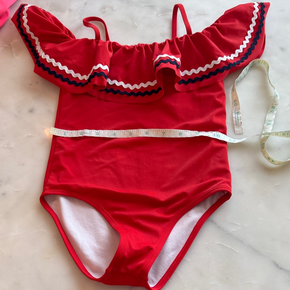 Janie and Jack Very Cheery Ric Rac Ruffle Swimsuit - Picture 5 of 8